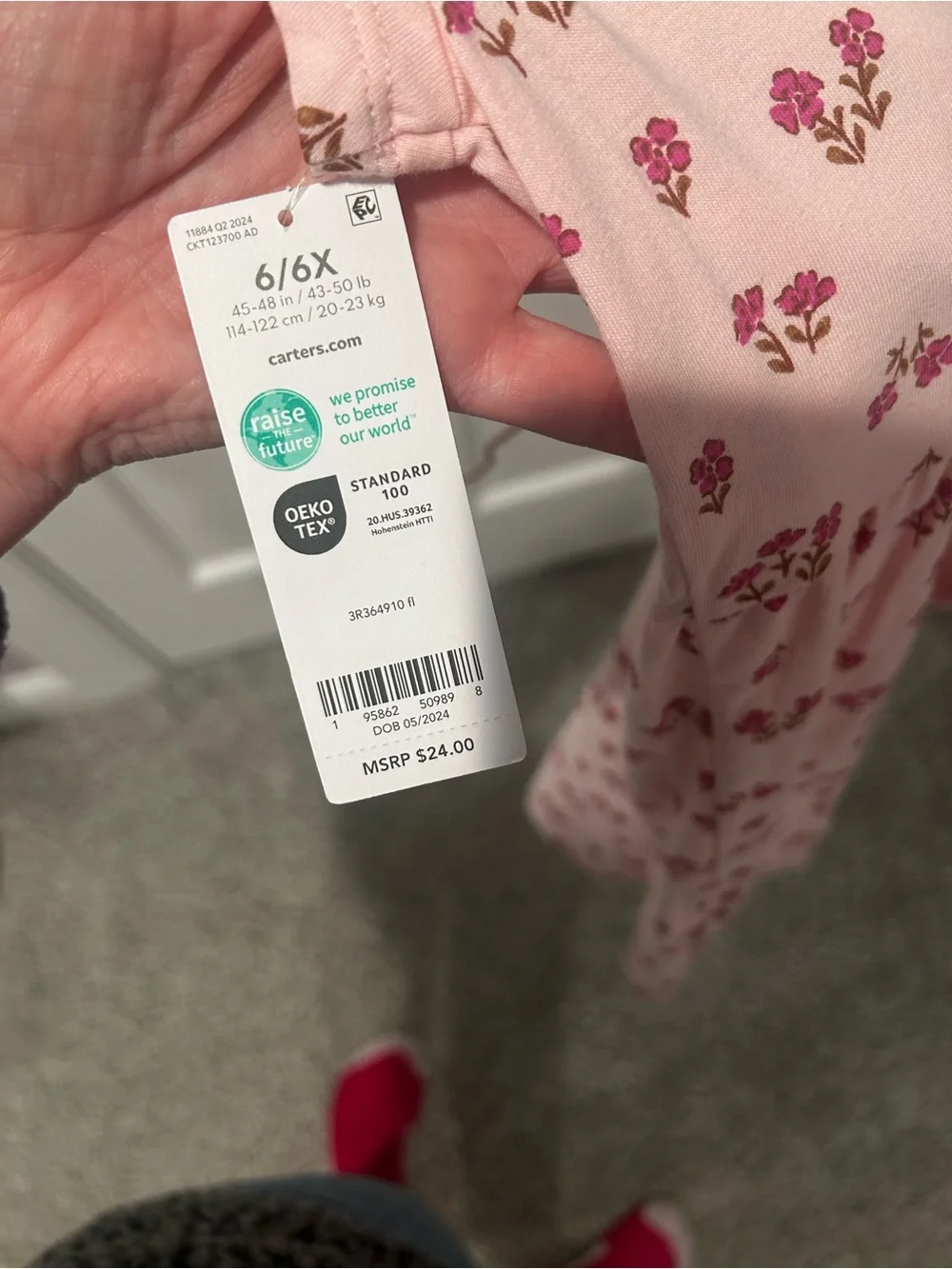 Carter's Dusty Pink Floral Short Sleeve Casual Dress